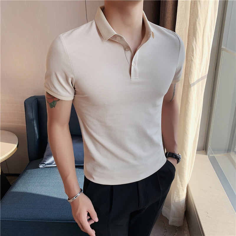 Solid Color Polo Shirt Youth Business Casual Lapels Short Sleeve