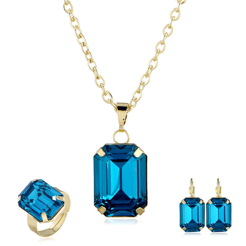 Bridal earrings and necklace worn by model