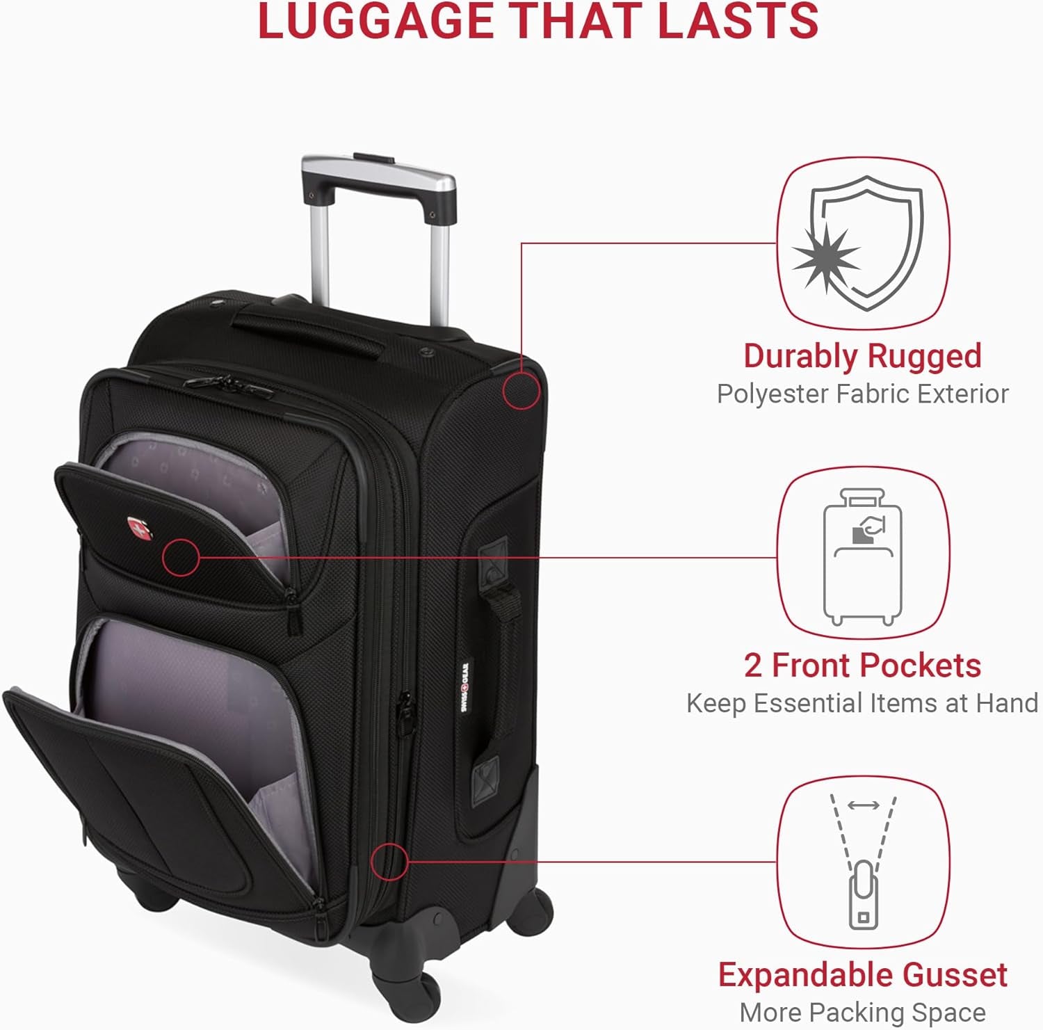 Sion Softside Expandable Luggage - Stylish Black Carry-On with Ultimate Packing Capacity and Convenient Features