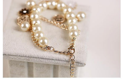 Wedding style floral bracelet detail shot


