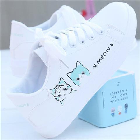 &quot;Side view of girls’ casual sneakers in pink and white&quot;


