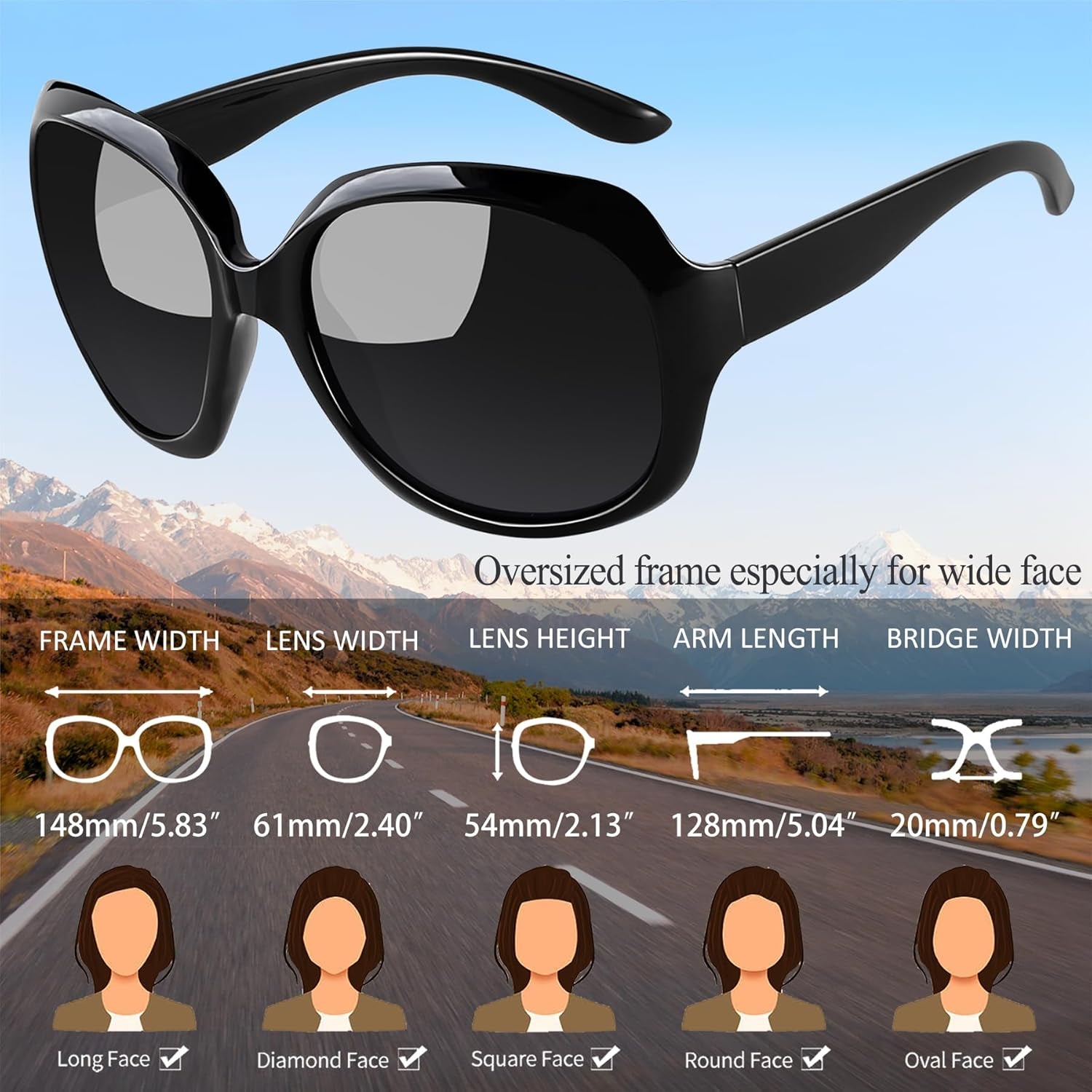 Elevate Your Style with Oversized Women’s Polarized Sunglasses - Ultimate UV Protection &amp; Comfort for Every Outdoor Adventure!